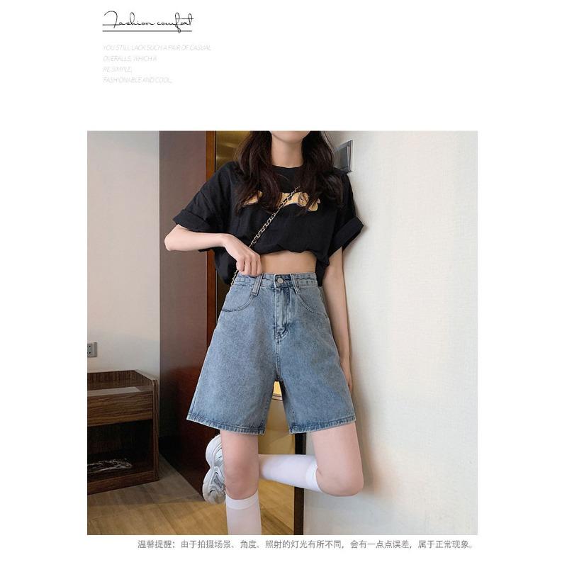 Джинсовые шорты Quarter женские весна-лето с высокой талией, широкие повседневные брюки 5 Minute Straight средней длины