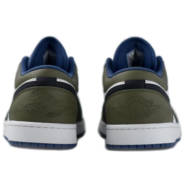 Jordan Air Jordan 1 Износостойкие Нескользящие Низкие Винтажные Баскетбольные Кроссовки Мужские Черно-Бело-Зеленые 553558-414(Команда679-)