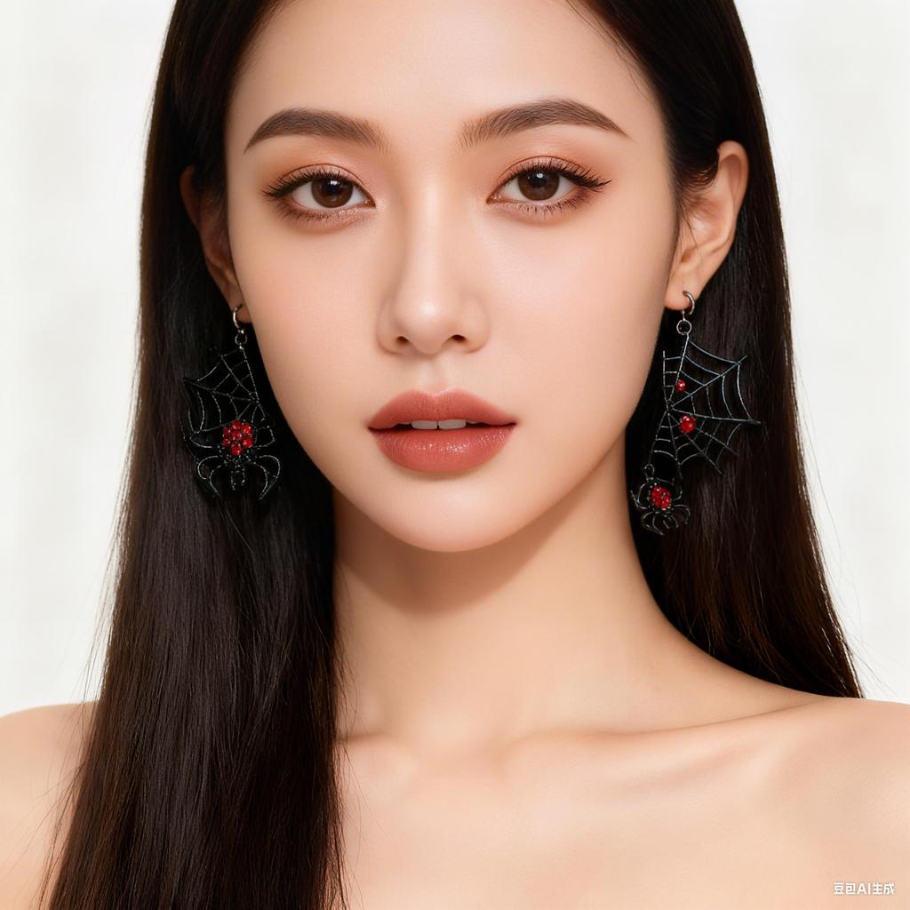 Хэллоуин Паутина Серьги-крючки Панк Стиль Красные Серьги со стразами Новые Модные Украшения для Женщин