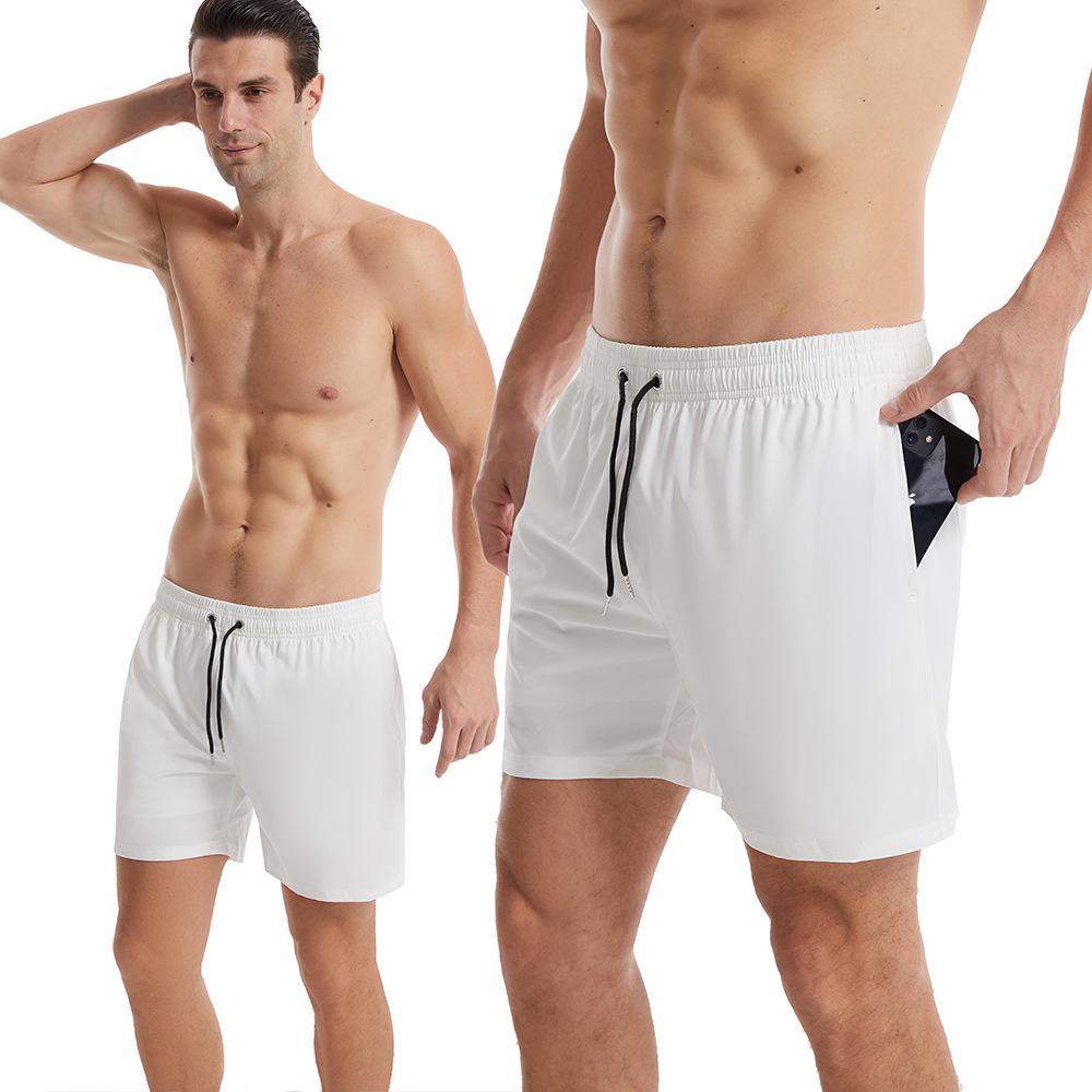 Men's Quick-Dry Stretch Casual Sport Shorts - Solid Color, Summer 2025, Four-Way Stretch, Beach-Ready, Loose Fit