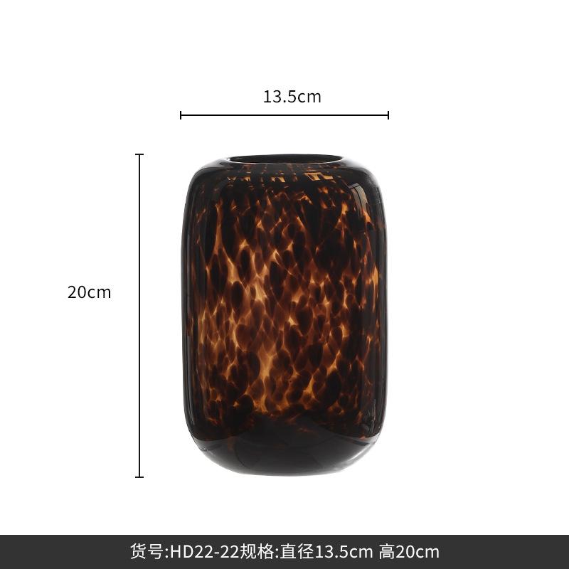 Amber Leopard Glass Vase Home Decor Hydroponic Flower Vase Designer Ornament