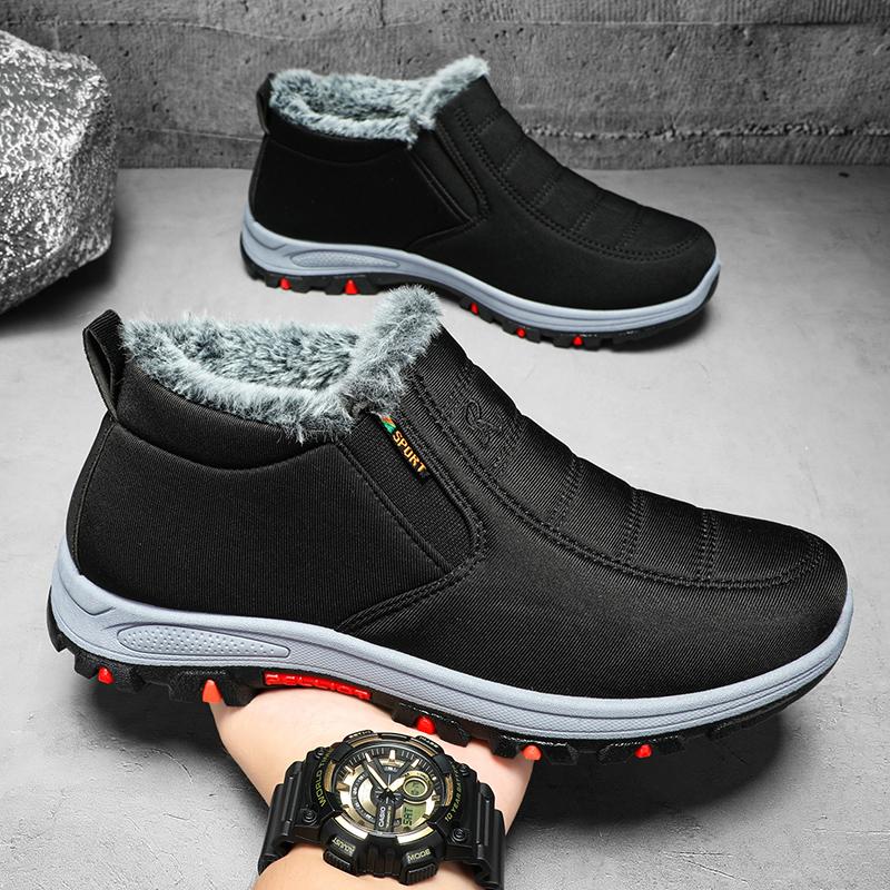 Зимние ботинки для снега, мужские повседневные ботинки без застежек, теплые меховые удобные кроссовки, нескользящие, новинка 2024 года, мужская обувь Botas Zapatos Hombre