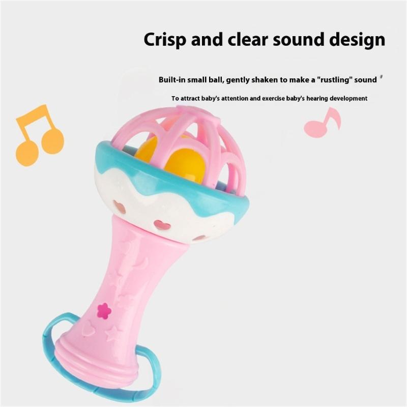 Baby Chew Toy With Textured Roller Ball And Gentle Rattle Sound For Hand Eye Coordination