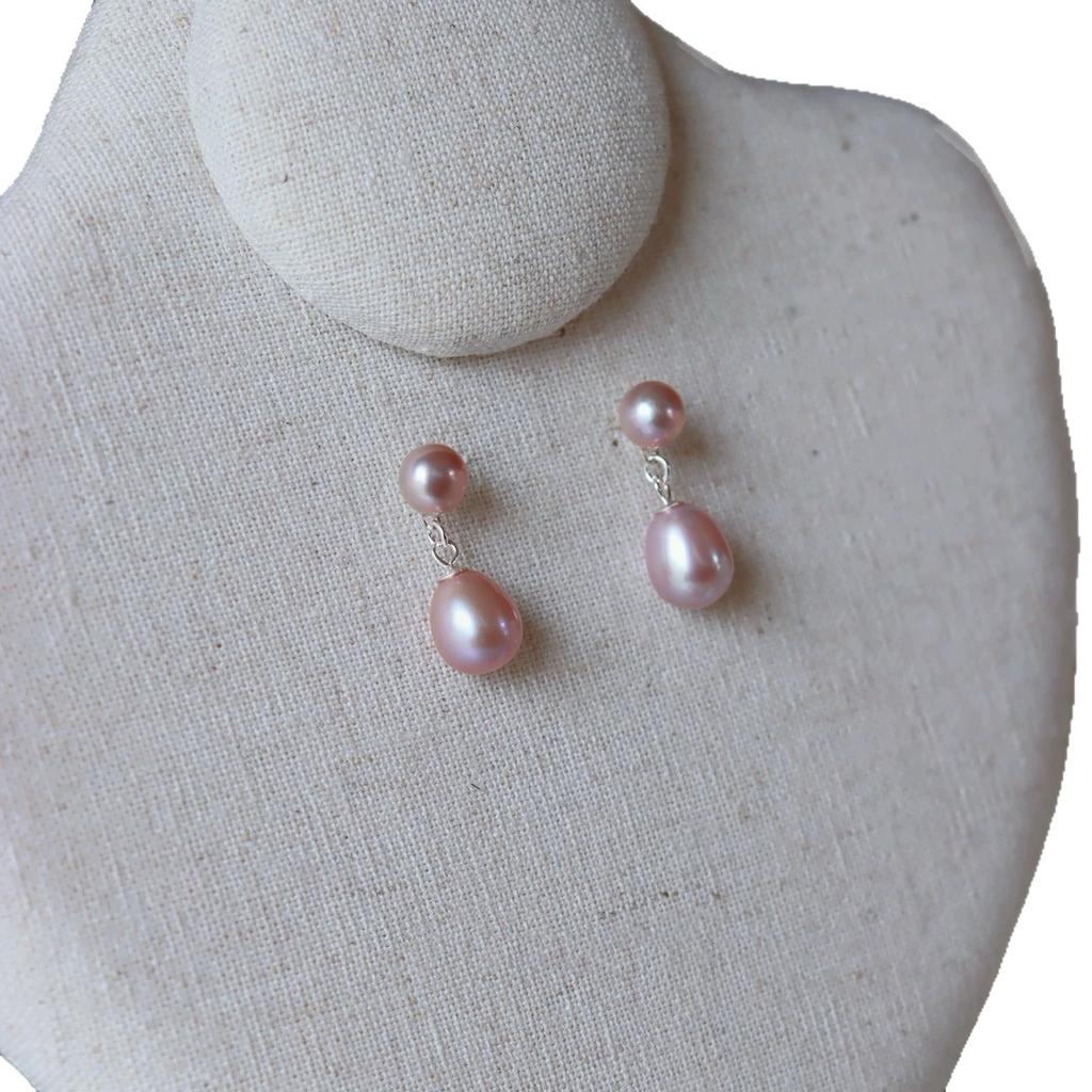 2025 новые натуральные фиолетовые рисовые бусины жемчуг женские легкая роскошь нишевые высококачественные серьги-гвоздики с темпераментом 925 отделка Тремелла plain silver