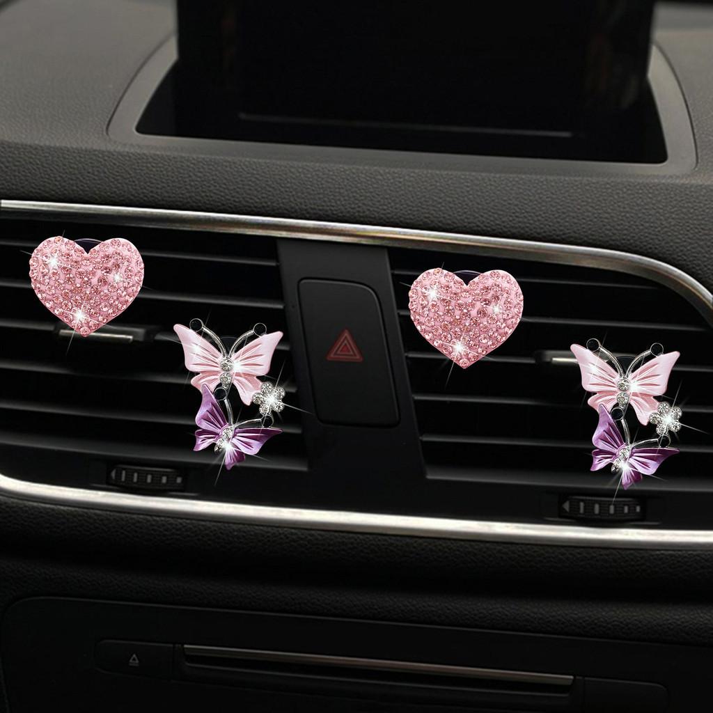 Элегантный розовый сердечко бабочка клипса-диффузор для духов на воздуховод автомобиля твердого типа срок годности 3 года