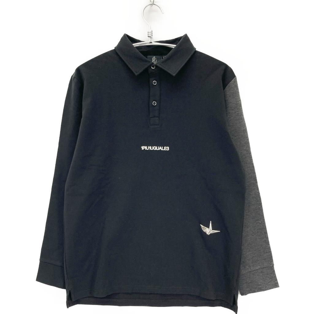 1piu1uguale3 [GOLF][×Del Piero] GDT018 Black L/S POLO ONE SLEEVE Long Sleeve Shirt Tops V blackUsed