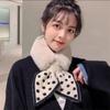 Scarf Plush Imitate Rabbit Fur Polka Dot Winter Warm Bow Tie