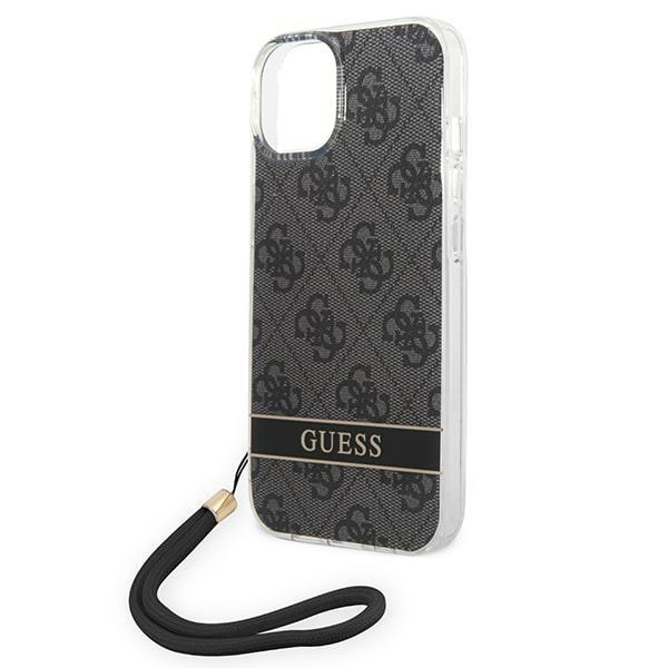 Etui do iPhone 14 Plus Guess Hardcase 4G Print Pasek Czarne
