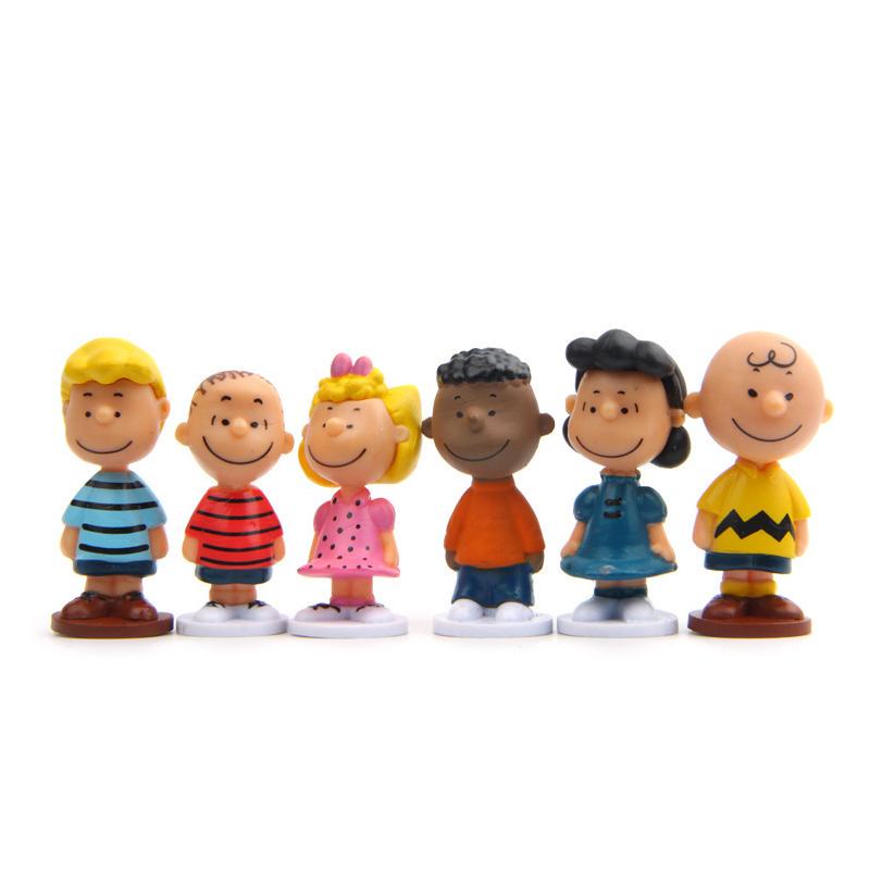 Продажа Японский Мультфильм Peanuts Снупи Чарли Салли Вудсток Мини Фигурка Модель Игрушки Миниатюрные Люди для Торта Коллекция Реквизит