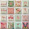 Pillowcase Flamingo Cotton and Lines Pillow Backrest Pad Sofa Linen Pillow