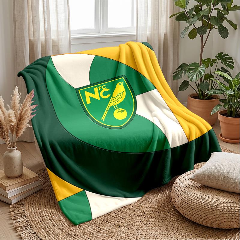 Norwich City Football Print Flannel Blanket, Soft Warm Lightweight Throw Blanket for Sofa Bed Camping