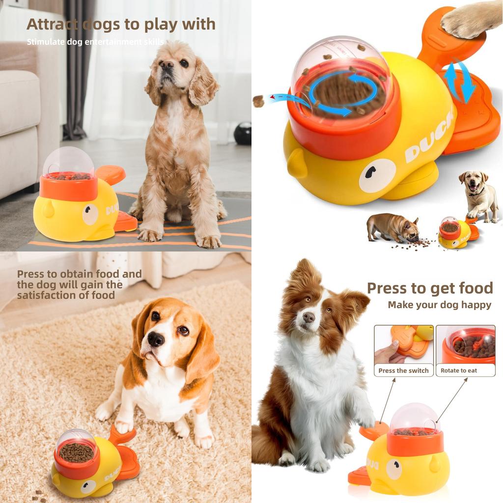 Small Yellow Duck Pet Interactive Toy Feeder For Cats And Dogs