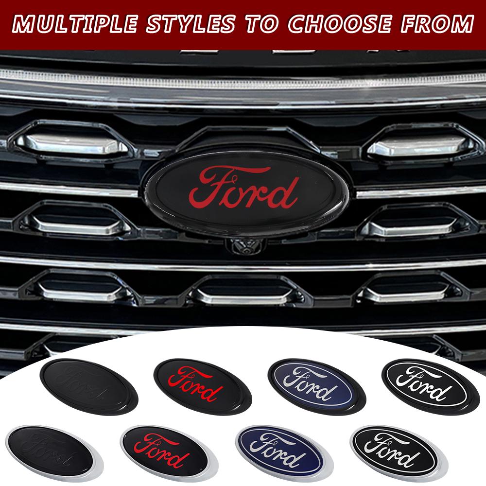 QVHI3 Car Front Hood Grille Emblem Bagde Sticker Cover Accessories Auto Styling For Ford Focus Kuga Mondeo SMax Fiesta Ranger Mustang