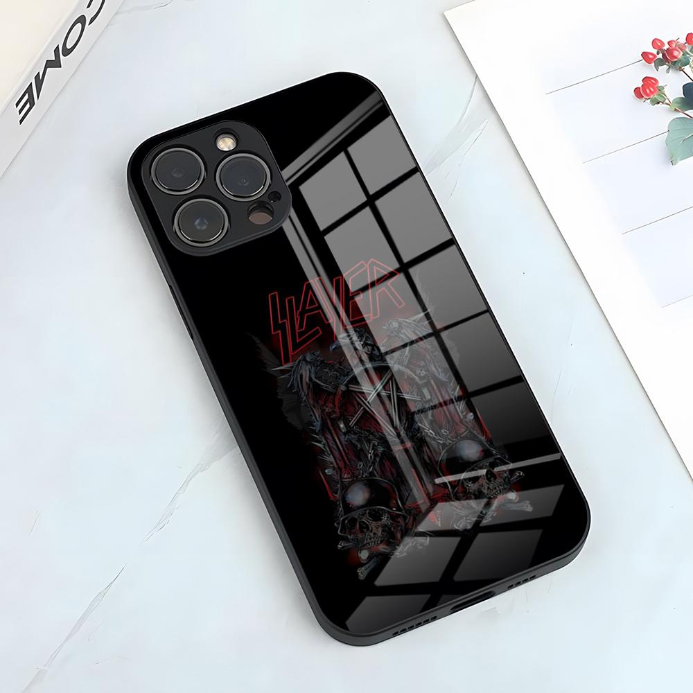 Чехол для телефона S-Slayer Metal Rock Band для iPhone 17 Pro Max 15 Pro 16 14 Plus 12 13 Mini 11 Pro Ударопрочная стеклянная крышка