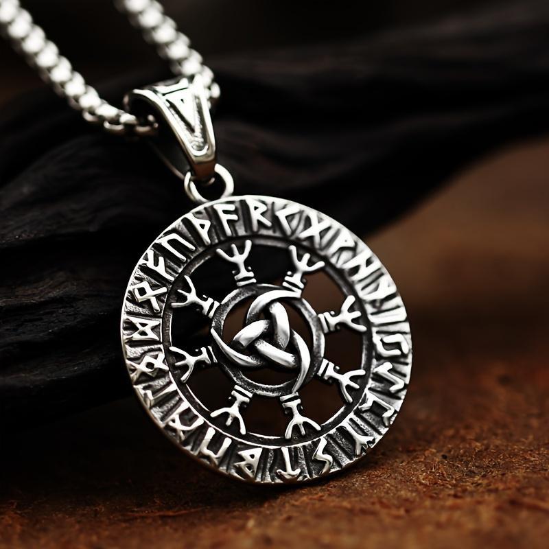 Новый винтажный скандинавский викинг круглый талисман кулон ожерелье = мужской модный панк мотоцикл водитель подвеска ювелирные изделия подарок на вечеринку