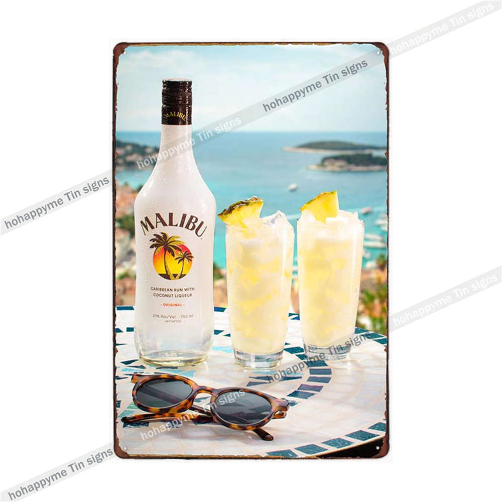 Малибу Жестяная Табличка Ром Металлическая Картина Табличка Для Бара Паба Клуба Кафе Наклейка На Стену Украшение Семейный Постер Тарелки 20x30см