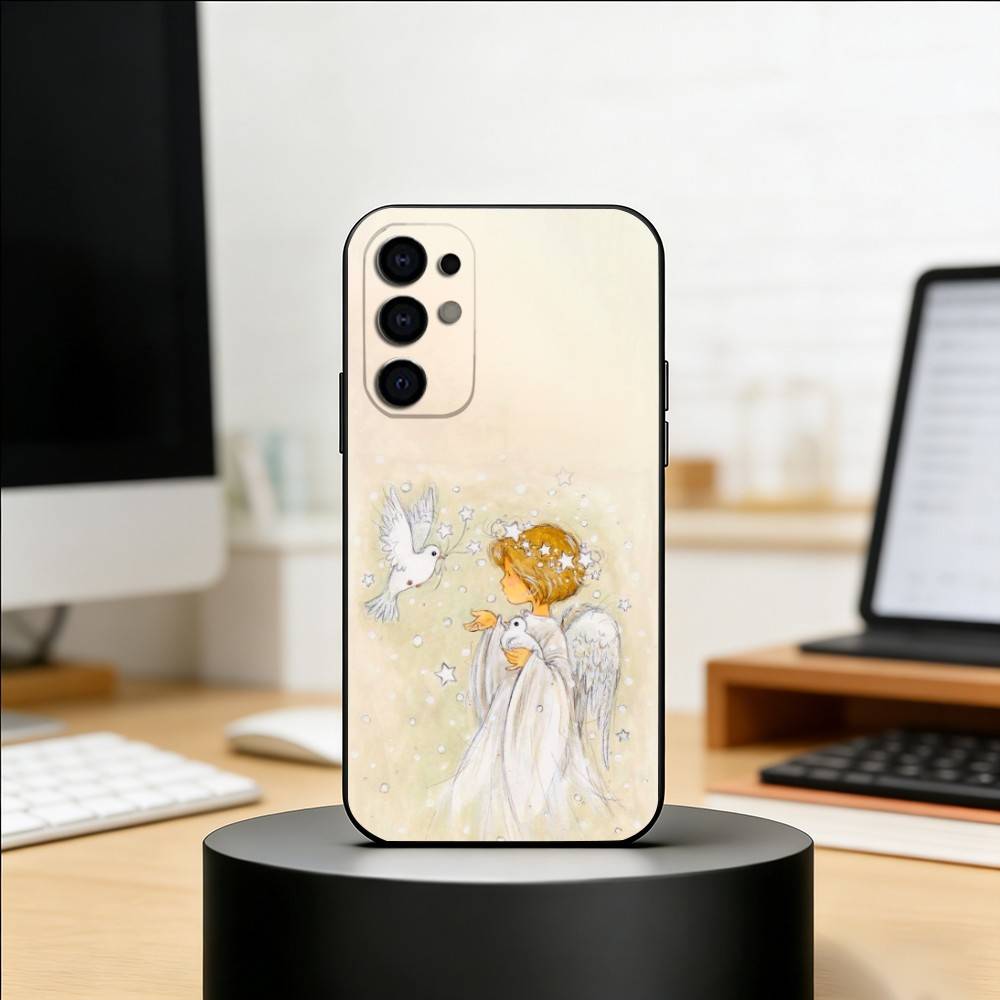 Чехол для телефона 'Исцеляющий маленький ангел' для Samsung S25, S24, S21, S22, S23, S30, Ultra, S20, Plus, Fe, Мягкий силиконовый черный чехол