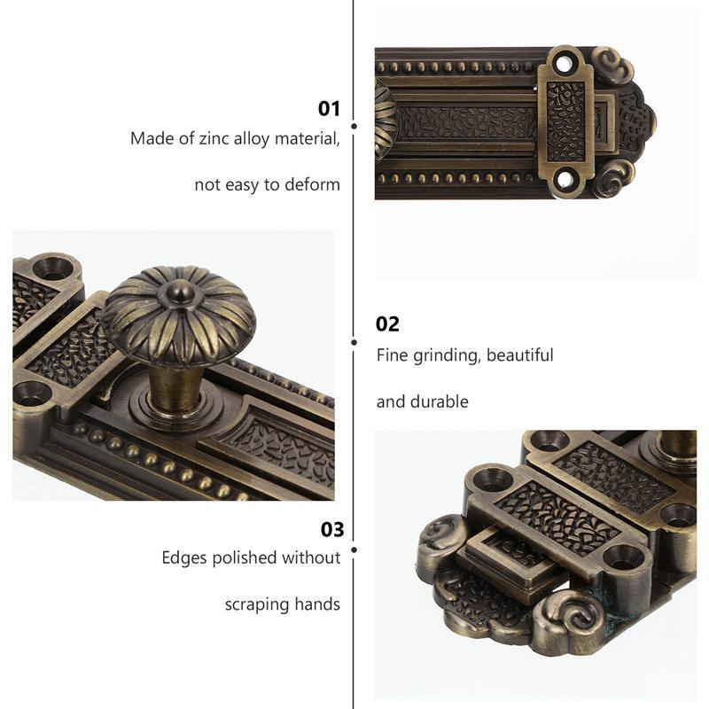 1Set Zinc Alloy Door Window Latch Vintage Security Sliding Bolt Lock for Home