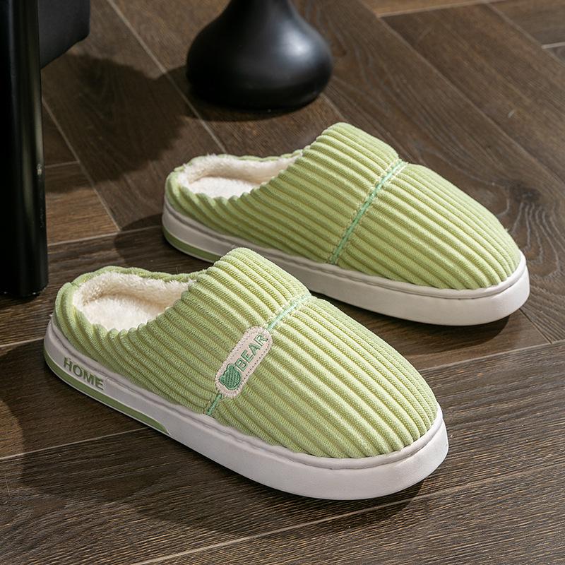 Плюшевые хлопковые домашние тапочки на осень/зиму - с толстой подошвой и теплые для мужчин и женщин
