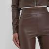 European & American Women's High-Waist PU Leather Flared Pants - 2024 Black Shiny Style