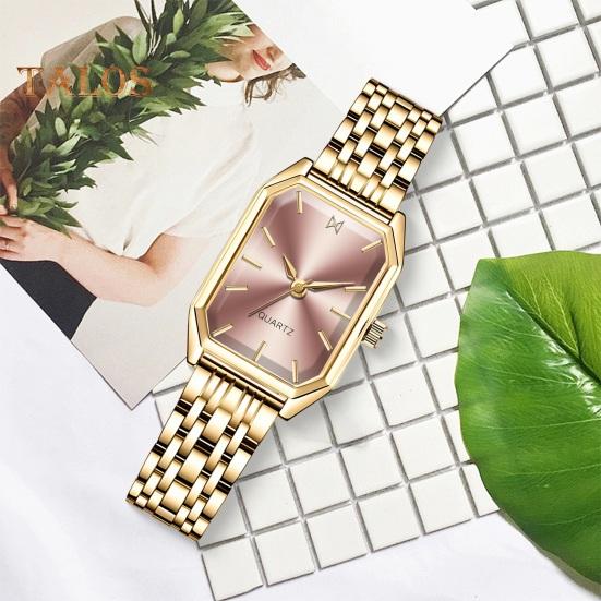 Женские наручные часы с прямоугольным циферблатом и ремешком из нержавеющей стали, деловые, формальные, кварцевые, ювелирные изделия, подарок на день рождения