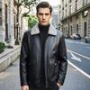 Futing Men's Winter Genuine Sheepskin Down Jacket with Mink Fur Collar
