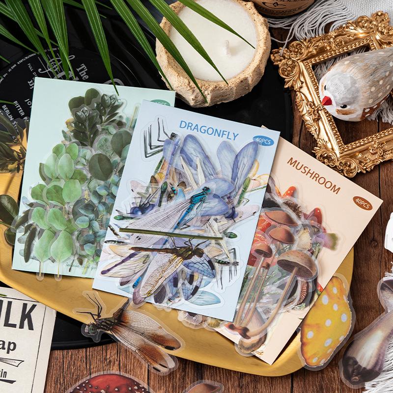 Ботанические наклейки с цветами Набор Наклейки-бабочки Природа Наклейки для ведения журнала Эстетичные DIY Скрапбукинг Instagram Винтажная наклейка с растением