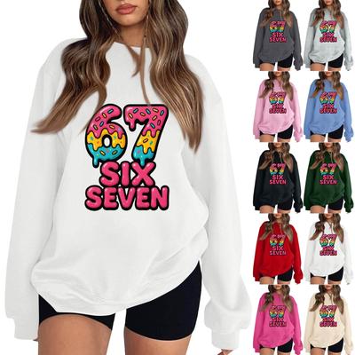 Женский модный повседневный пуловер с длинными рукавами и круглым вырезом с принтом