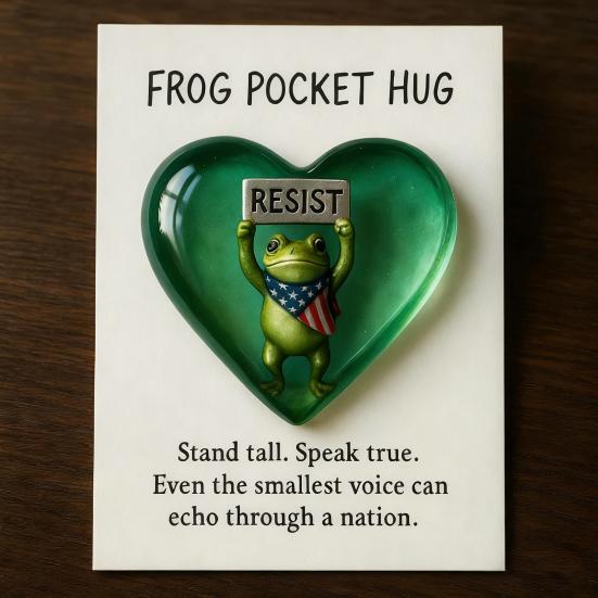 Yousheng Resist Frog Pocket Hug with Positive Card Emotional Support Love Heart Frog Pocket Token Decoration Inspirational Encouragement Gift