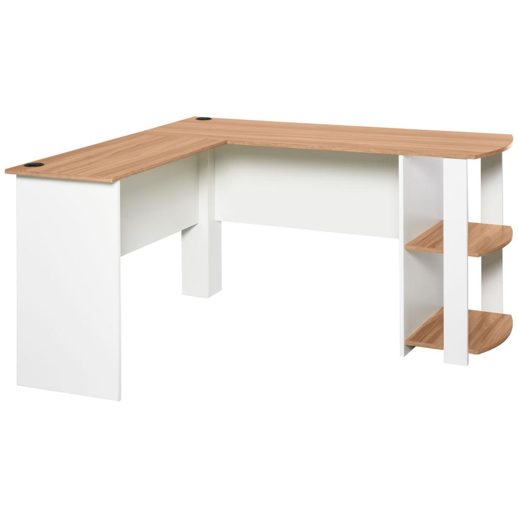 Computer Desk, Corner L Shape, Shelves, 136 x 130 x 72 cm, Wood