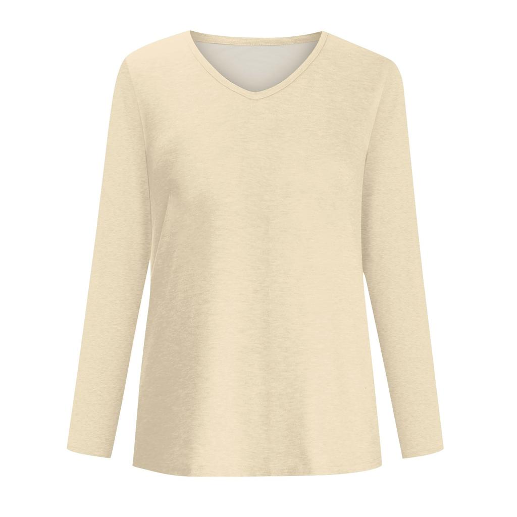 Womens Long Sleeve V Neck Shirts Basic Tee Casual Top Fall Trendy Tunic Outfits Fitted T Shirts