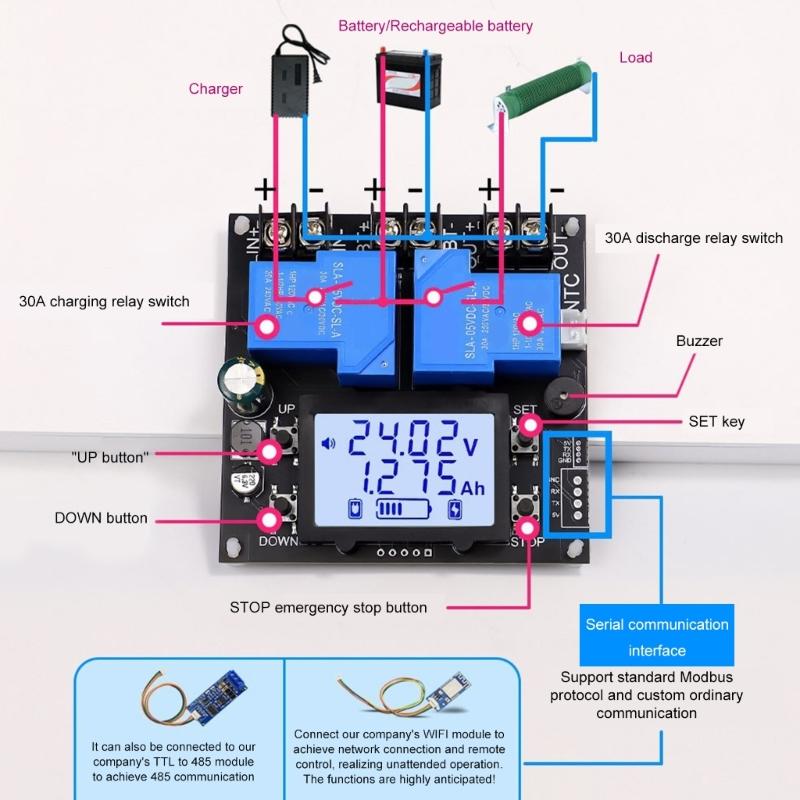 Programmable Battery Module 30A Relays LCD Screen Automatic Low Voltages Cutoff Switches Board For DIY Power Systems