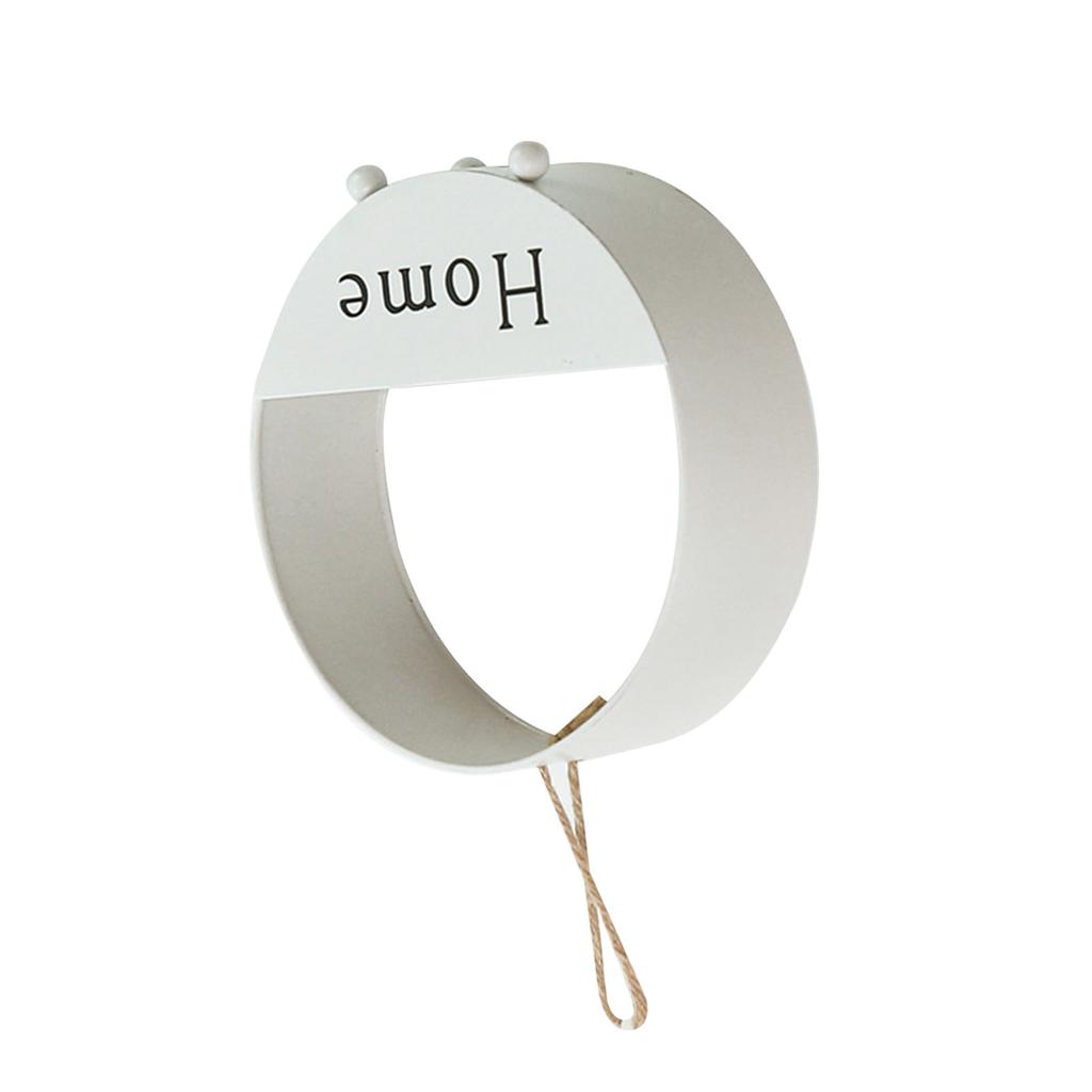 Iron Basket White Round Wall Hanging Decoration Organizer Modern Style Wall Storage for Living Room Dining Room