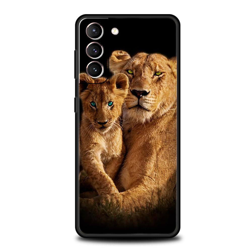 Чехол для телефона Samsung Galaxy S24 S23 S22 S20 S21 FE Ultra S24 S23 S10 S10E S9 S8 Plus 5G, силиконовый чехол-сумка, дизайн "Лев, альфа-самец, детеныш"