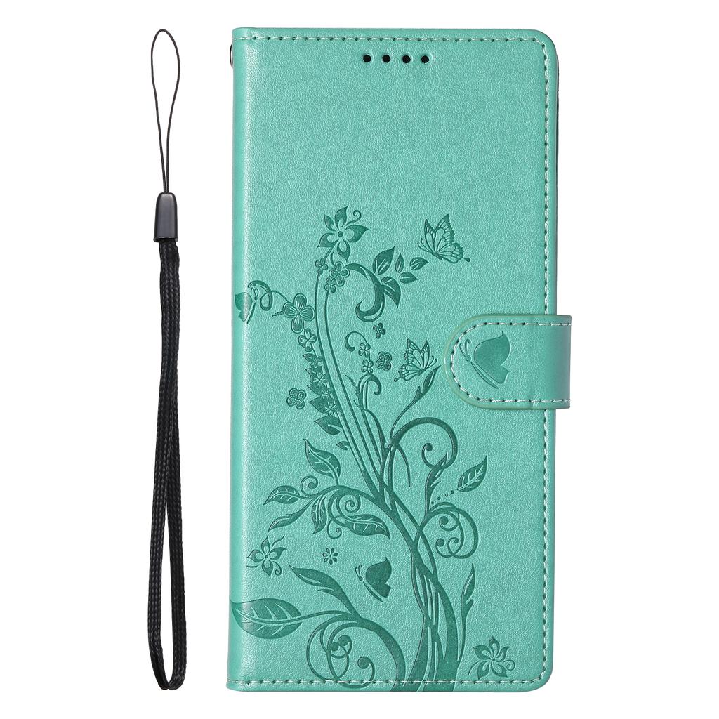 For Xiaomi 15 Pro Wallet Case Butterfly Floral Imprint PU Leather Phone Cover with Wrist Strap
