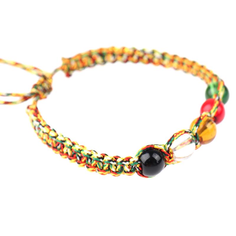 Творческий переводной цветной браслет из веревки с плоским узлом, защитный браслет из пяти элементов из бисера