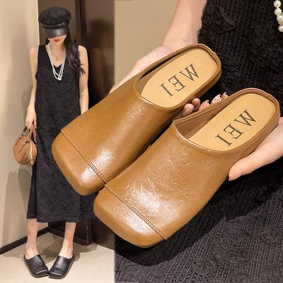 Мори ретро сумка с носом свиньи голова полушлепанцы женская обувь 2025 весна и лето однопедальные мюли с юбкой вечерняя обувь