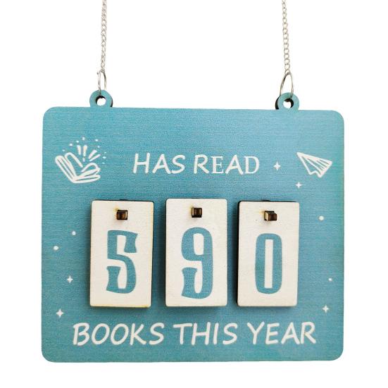 Hanging Book Read Tracker Handmade Wooden Book Counter Has Read Book This Year Bookshelf Hanging Sign Book Lovers Gift