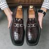 Мужские повседневные кожаные туфли с квадратным носком, британские деловые туфли, мужские туфли, корейская версия, универсальные модные туфли на одной педали, мужские