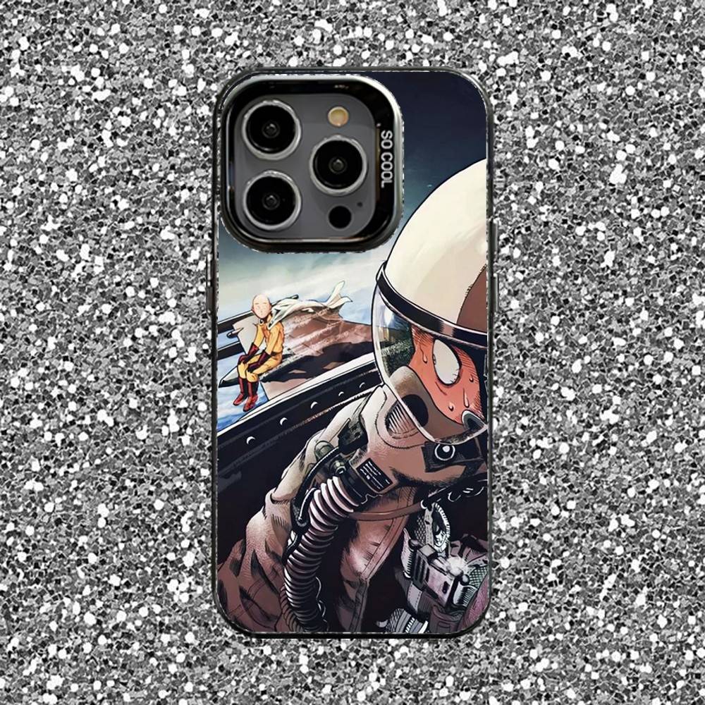 One P-Punch-Man Phone Case For iPhone 16,15,14,13,12,11,Pro,XS,Max,Plus,Mini,SE Black Candy Matte Shockproof Cover