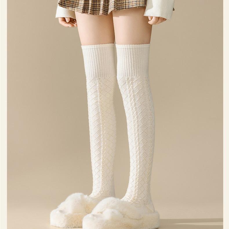 Шерстяные гольфы для осени и зимы, утолщенные, теплые, длинные, японские, скрученные из жареного теста, универсальные, без катышков, высокие, длинные чулки