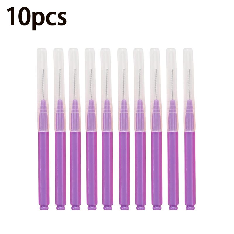 10 Piece Set Interdental Brushes for Tooth Gap Cleaning with Mascara Brushes for Multi Purpose Use in Beauty and Oral Health