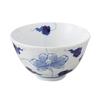 Arita Ware Souta Kiln Blue and White Peony Beveled Rice Bowl Small 302046