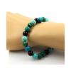 Pierres et Minéraux. Bracelet Perles Chrysocolle + Malachite + Turquoise + Agate noire 8 Fabriqué en France.