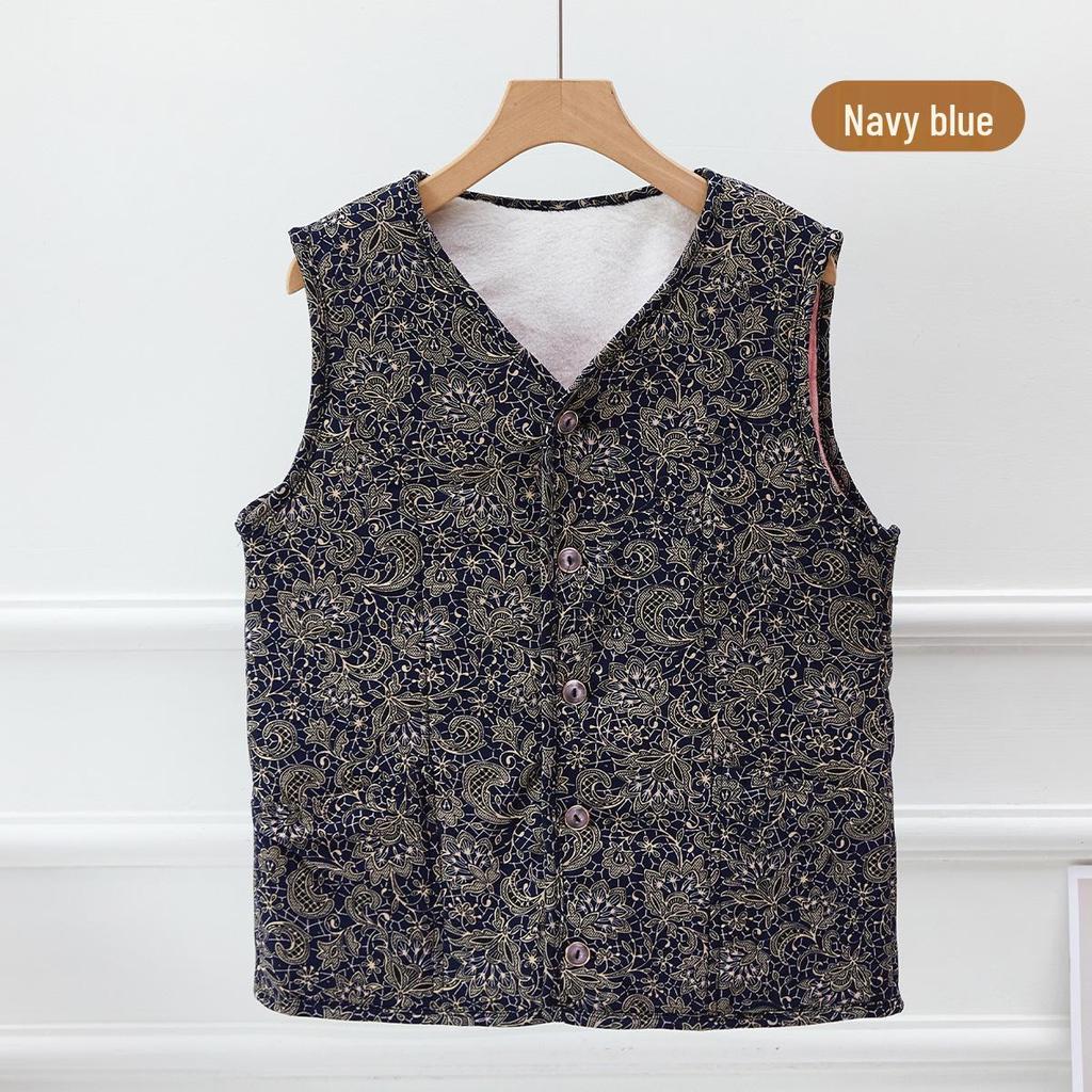 Теплый хлопковый жилет на флисовой подкладке для женщин среднего и пожилого возраста, идеально подходит для мам и бабушек