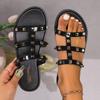 Fashion NEW Slippers Women Summer Outside New Rivet Crystal Shoes Jelly Shoes Women's Sandals Flat Bottomed Slippers Chanclas Mujer