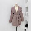 Розовое худи ленивое свободное двустороннее шерстяное пальто короткое осенне-зимнее пальто классический темперамент элегантное