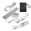 Складной набор столовой посуды для пикника Столовые приборы Нержавеющая сталь 304 Нержавеющая сталь Ложка с упаковочной сумкой для пикника на открытом воздухе Путешествия