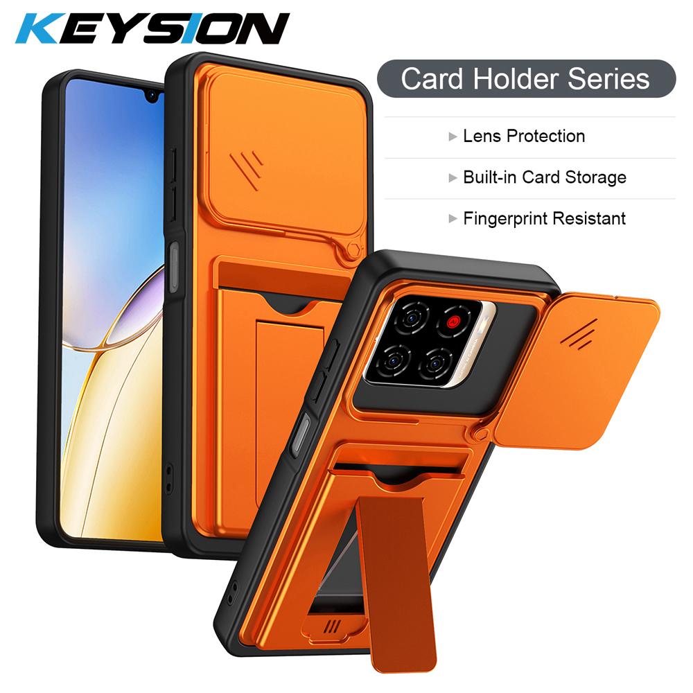 KEYSION Чехол-кошелек с держателем для карт для ZTE Blade A56 Защита выдвижной камеры Подставка Ударопрочный чехол для Blade A56 Pro