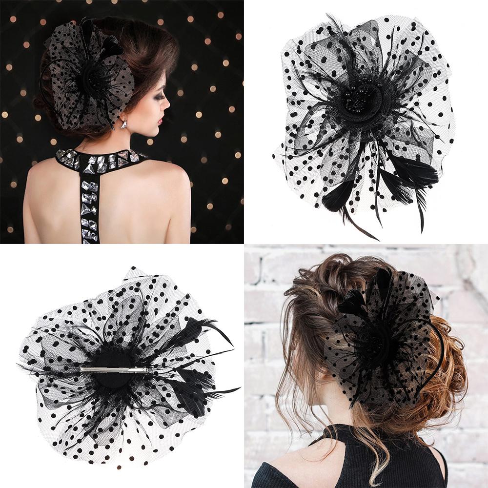 Flower Cocktail Wedding Feathers Hair Clip Alice Headband Clip Fascinator Hat Tea Party Headband
